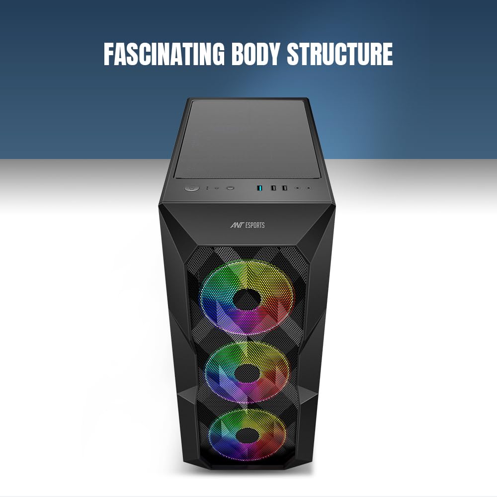 ANT ESPORTS ICE- 300 MESH MID-TOWER CABINET - BLACK