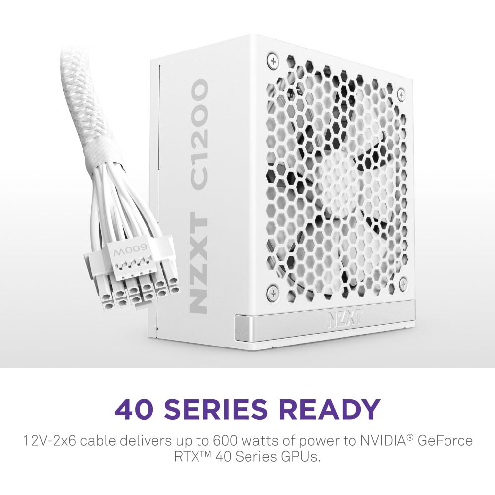 NZXT ATX 3.1 1200 WATT 80 PLUS GOLD FULLY MODULAR LOW-NOISE POWER SUPPLY, WHITE -PA-2G2BW-UK