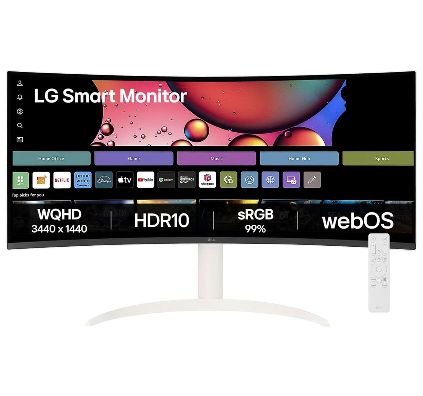 LG 34SR65QC-W 34 INCHES CURVED ULTRAWIDE WQHD SMART MONITOR, WHITE
