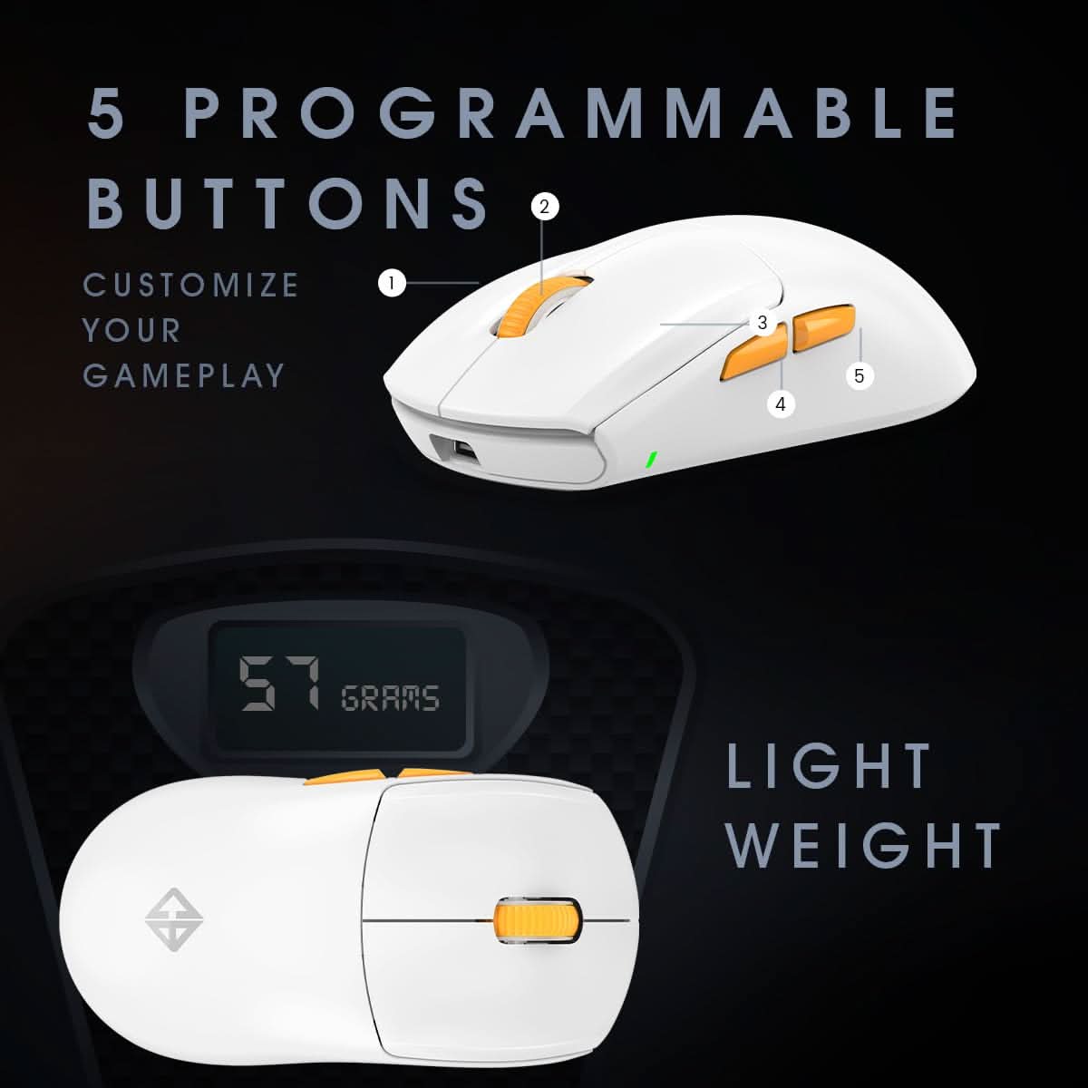 COSMIC BYTE ATLAS TRI-MODE GAMING MOUSE WIRELESS (WHITE)