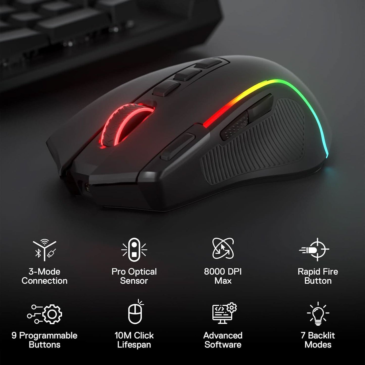 Redragon M612 PRO RGB Gaming Mouse - Black