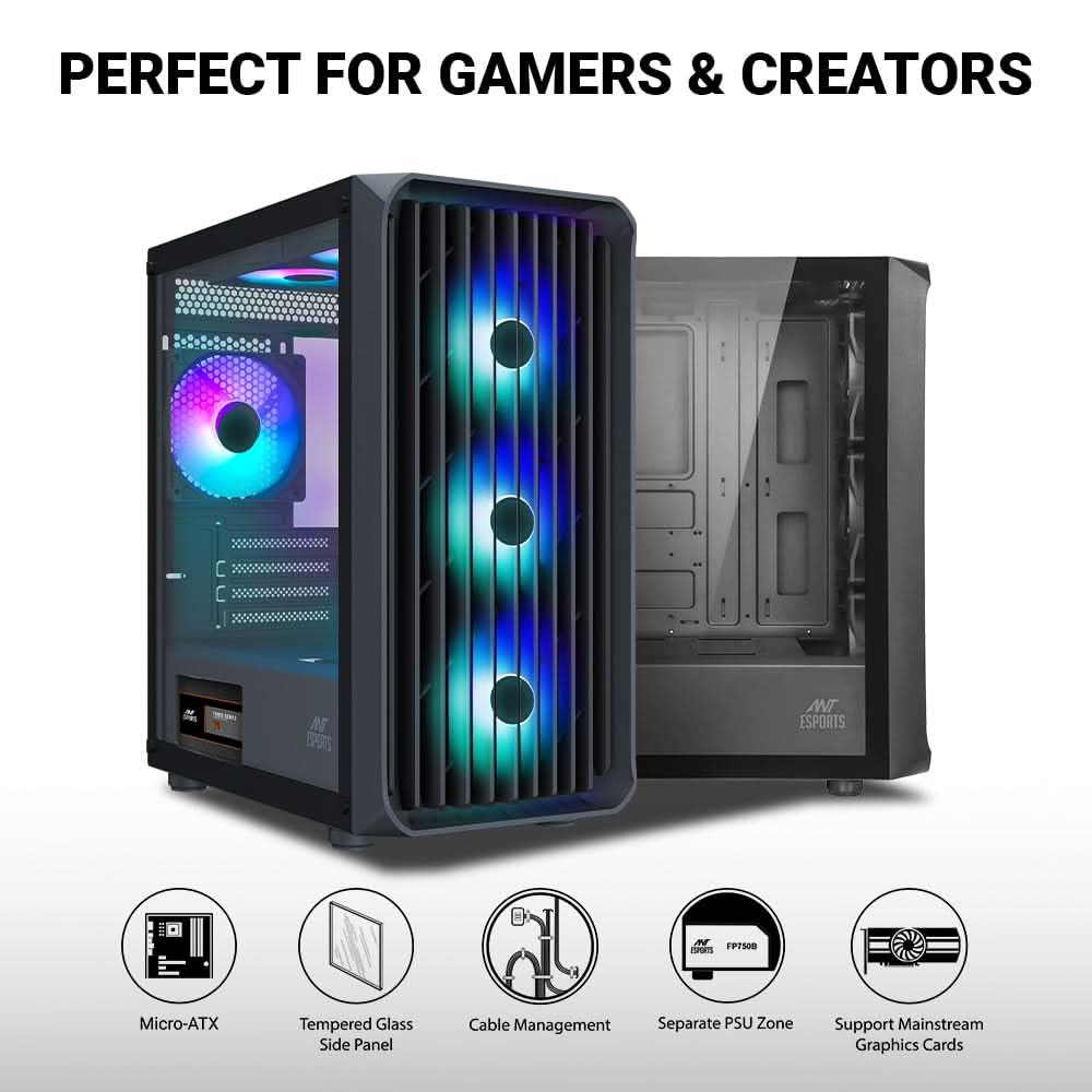 ANT ESPORTS 205 MINI 6F MINI-TOWER CABINET BLACK