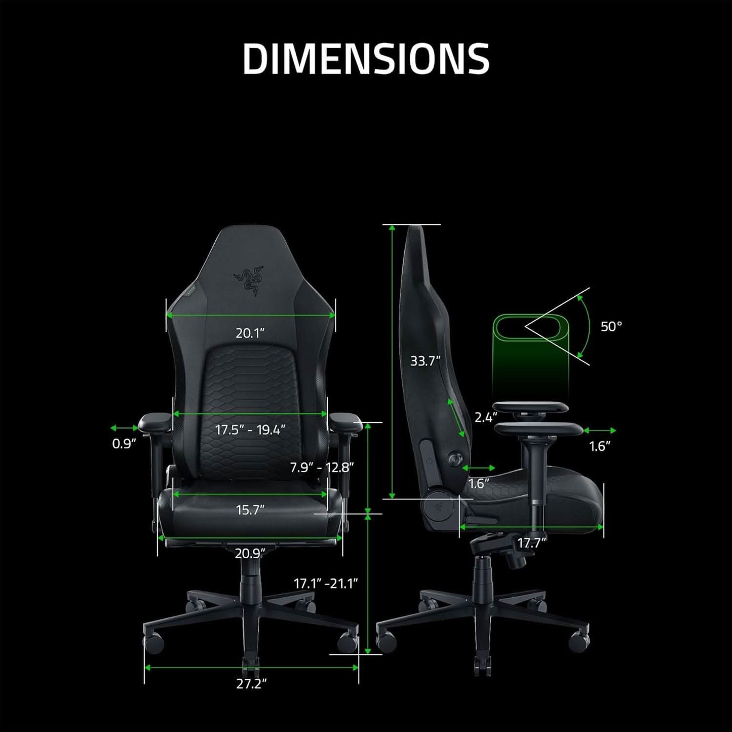 Razer Iskur V2 - Black - Gaming Chair with Built-In Lumbar Support-RZ38-04900200-R3U1