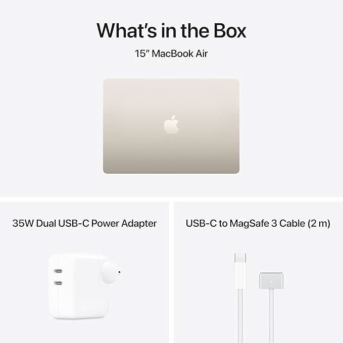 Apple 15-inch MacBook Air M5 chip with 10 core CPU and 10 core GPU, 24GB, 1TB SSD - Starlight