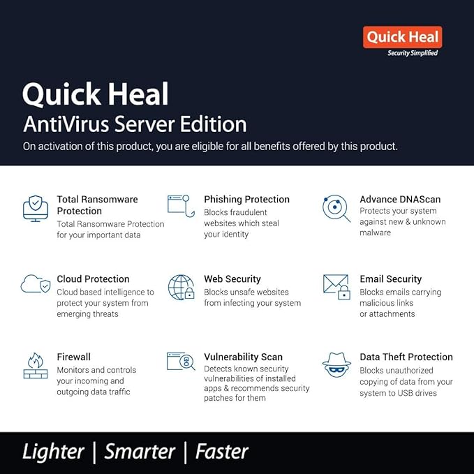 QUICK HEAL SERVER EDITION 1 USER SERVER 1 YEAR EMAIL DELIVERY IN 2HRS