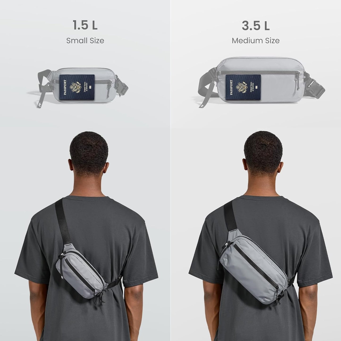 TOMTOC AVIATOR-T33 CHEST BAG 3.5L-GRAY