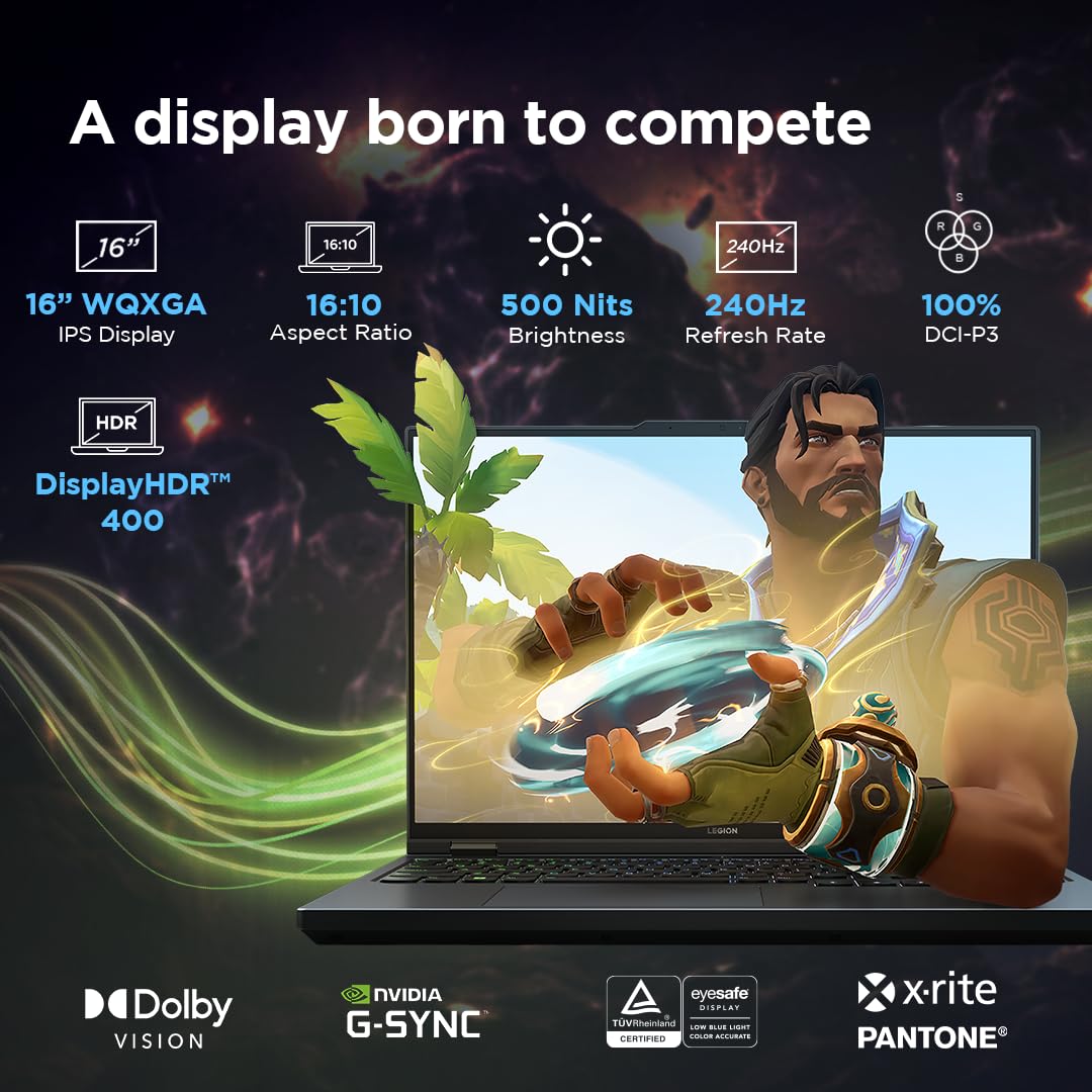 LENOVO LEGION PRO 5 INTEL CORE I9-14900HX 16 INCH (40.64CM) WQXGA IPS 500NITS 240HZ GAMING LAPTOP (32GB/1TB SSD/WIN 11/OFFICE 2021/NVIDIA RTX 4070 8GB/100% DCI-P3/3 MONTH GAME PASS/GREY/2.5KG), 83DF003PIN