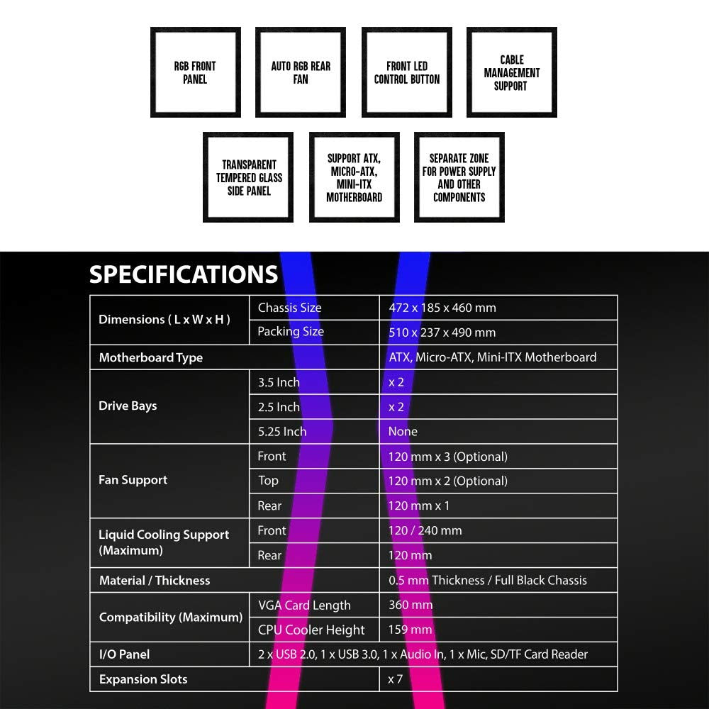ANT ESPORTS ICE 200TG MID-TOWER ATX CABINET
