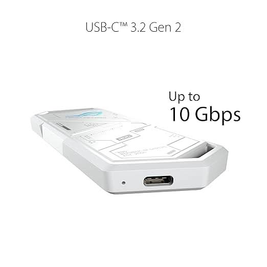 ASUS ROG Strix Arion White M.2 NVMe SSD Enclosure-USB3.2 Gen 2x1 Type-C (10Gbps), Dual USB-C to C and USB-C to A