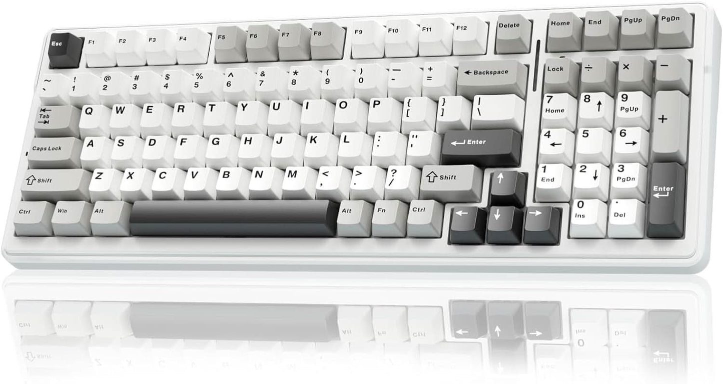 AULA F99 BLUE WHITE GRAYWOOD SWITCH MECHANICAL GAMING KEYBOARD