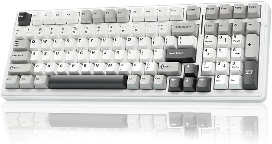 AULA F99 GRAY WHITE GRAYWOOD SWITCH MECHANICAL GAMING KEYBOARD