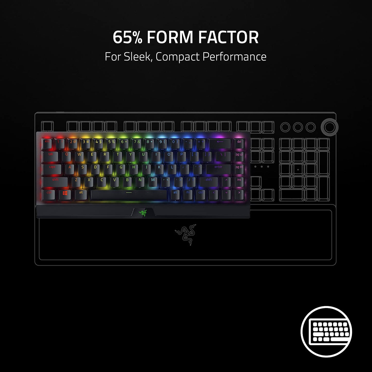 RAZER BLACKWIDOW V3 MINI HYPERSPEED - 65% WIRELESS MECHANICAL GAMING KEYBOARD (GREEN SWITCH) - US LAYOUT - FRML PACKAGING
