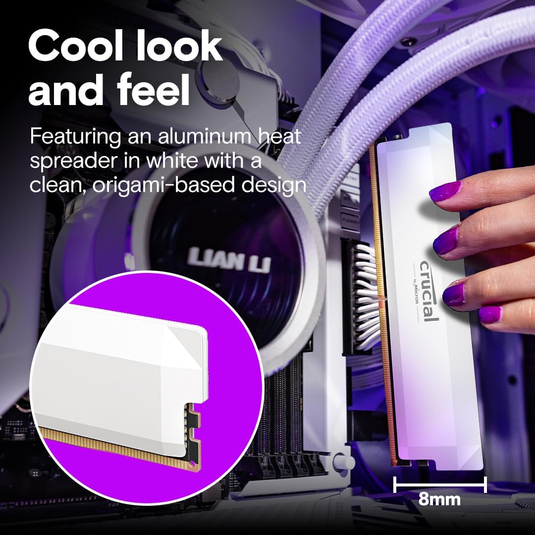 CRUCIAL PRO 64GB (2X32GB) DDR5-6400 UDIMM CL40 WHITE CP2K32G64C40U5W