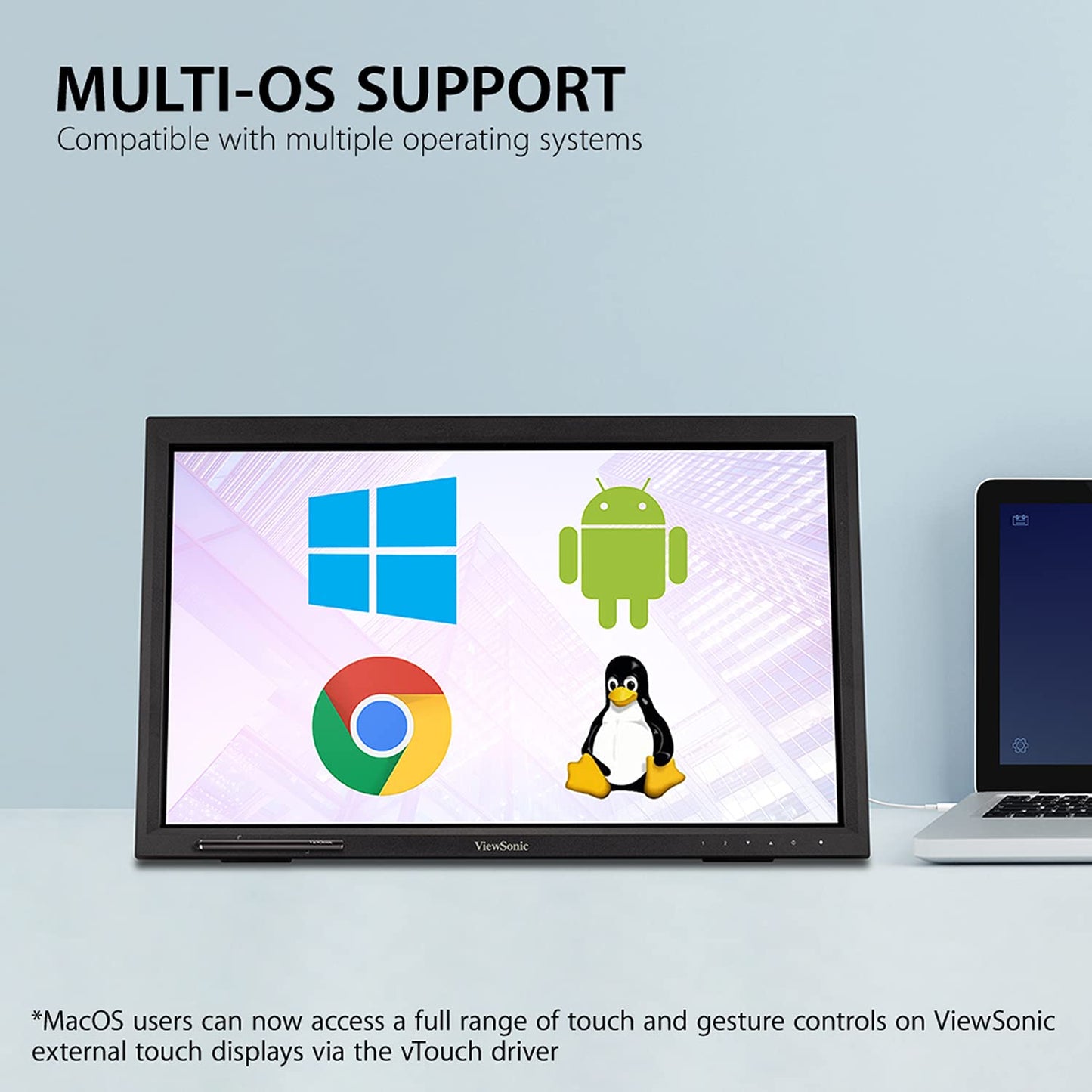 VIEWSONIC TD2223- (22") TOUCH MONITOR 10-POINT TOUCH| 7H HARDNESS | IR TOUCH TECH| 75HZ | DUAL SPEAKER| USB, HDMI, DVI, VGA