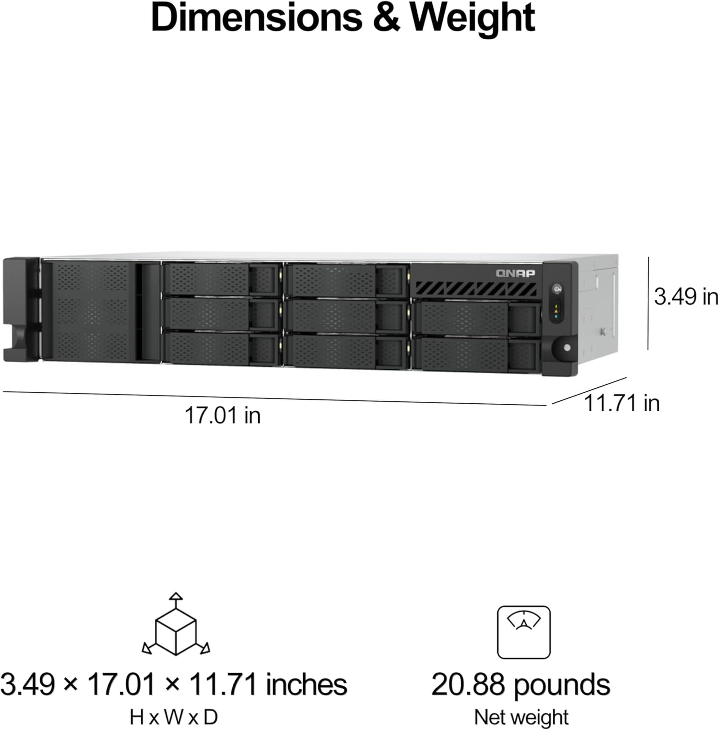 QNAP TS-855EU-RP-8G-US 8 BAY HIGH-SPEED 2U SHORT-DEPTH RACKMOUNT NAS WITH DUAL-2.5GBE, INTEL ATOM CPU, REDUNDANT 300W PSU, 8GB DDR4 MEMORY AND 8-CORE COMPUTING POWER (DISKLESS)