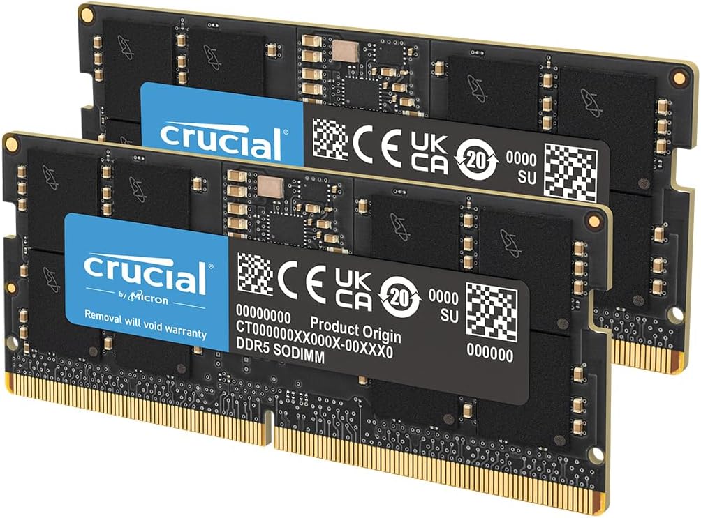 CRUCIAL 32GB KIT (2X16GB) DDR5-5600 SODIMM CL46 RAM CT2K16G56C46S5