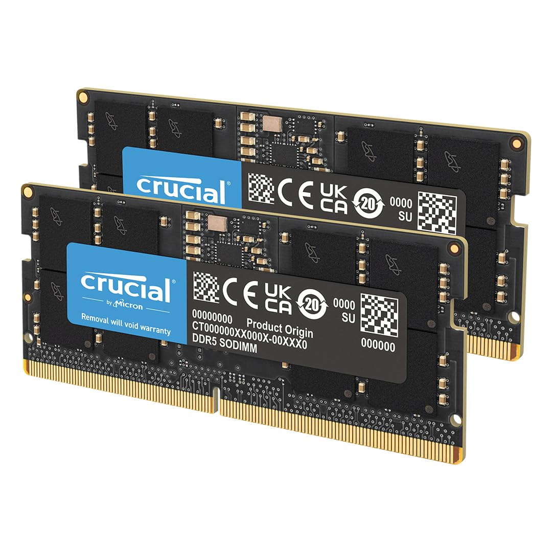 CRUCIAL 16GB KIT (2X8GB) DDR5-4800 SODIMM CL40 RAM CT2K8G48C40S5