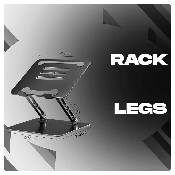 Cosmic Byte LS100 Aluminum Laptop Stand, Support Upto 16 Inch Laptops, 8 KG Load, Adjustable Height, Heat Dissipation Vents (Black)