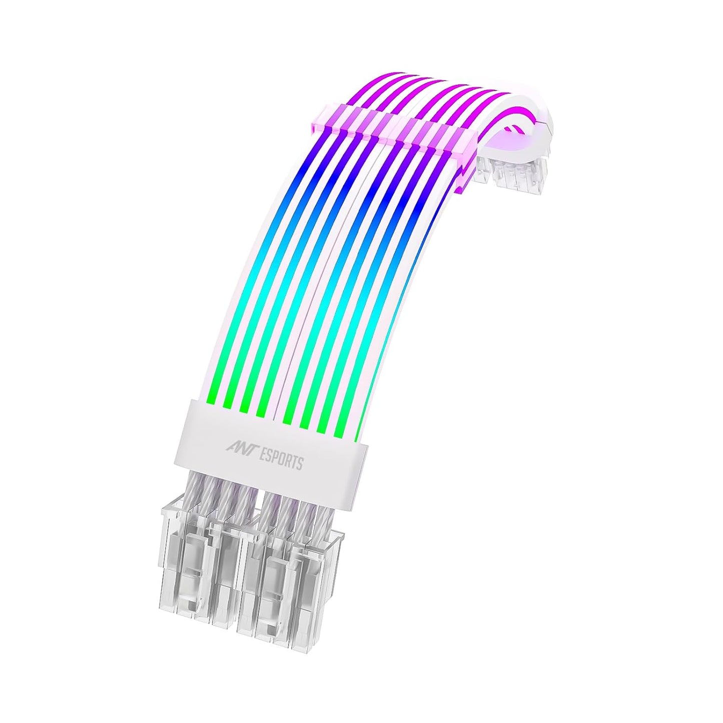 ANT ESPORTS NEON GLOW 8PIN X 2 ARGB PSU 18AWG CABLE EXTENSIONS, WHITE