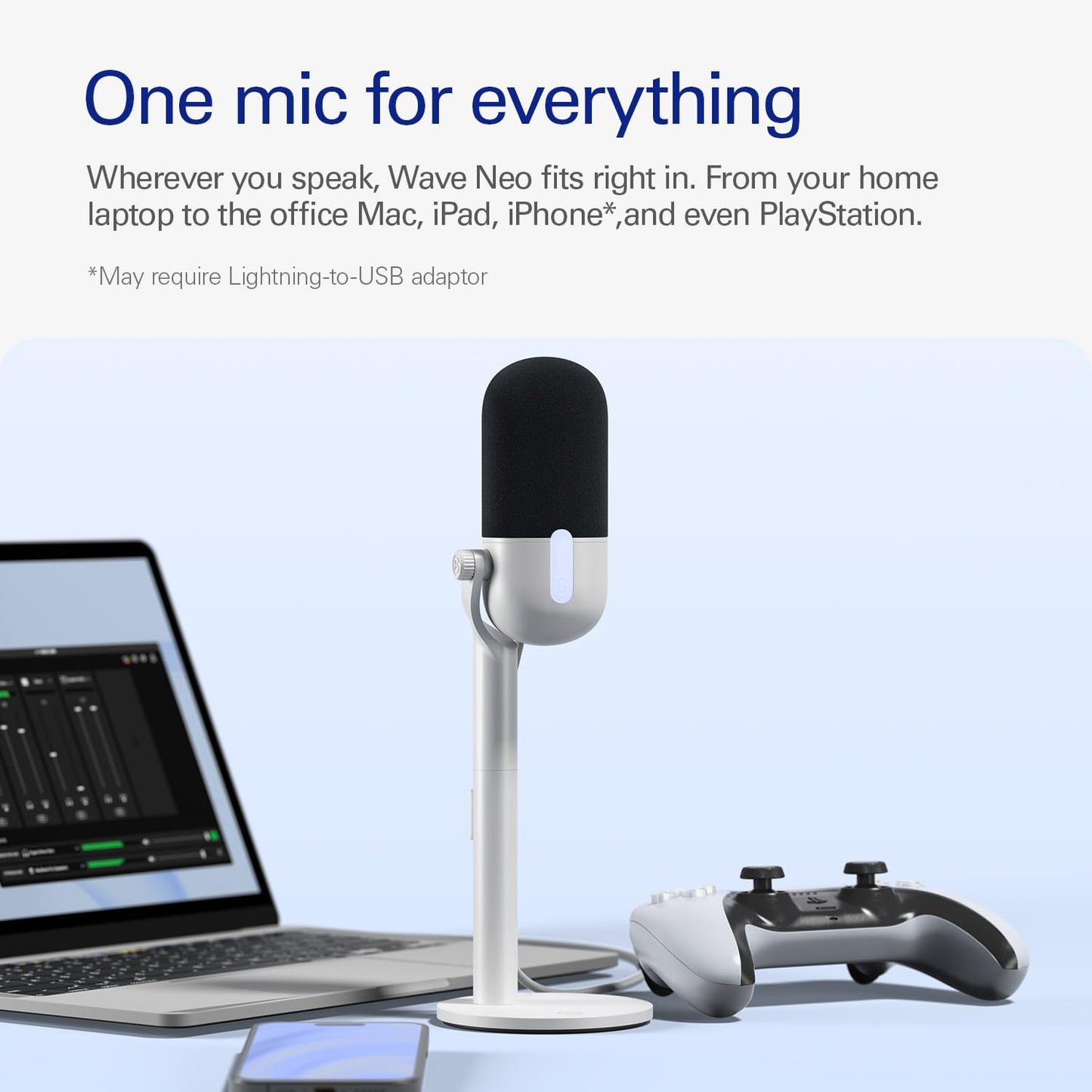 ELGATO WAVE NEO USB MICROPHONE FOR PC OR MAC, PLUG N PLAY 10MAI9901