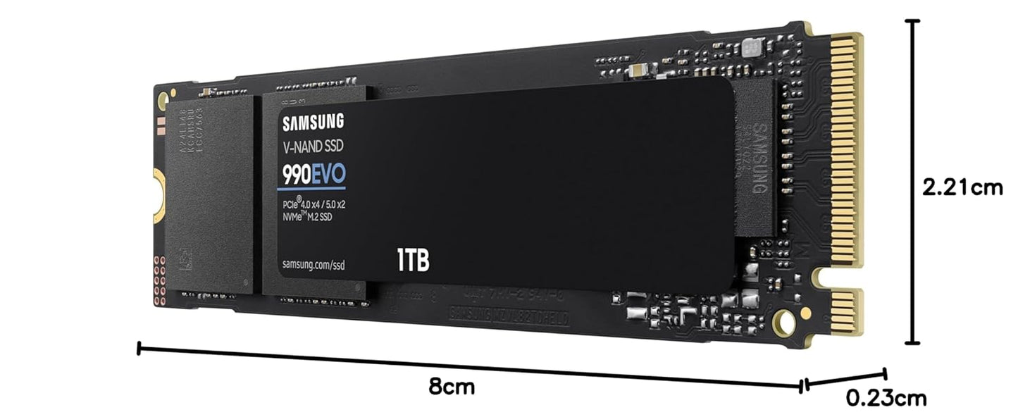 SAMSUNG 990 EVO PLUS SSD 1TB, PCIE 5.0 X2 M.2 MZ-V9E1T0BW
