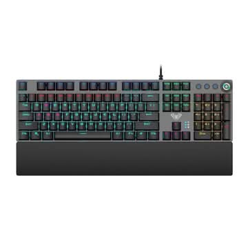 AULA F2058 Full Size Wired Mechanical Gaming Keyboard, Black, Clicky Blue Switch, Rainbow RGB Backlighting, Magnetic Wrist Rest