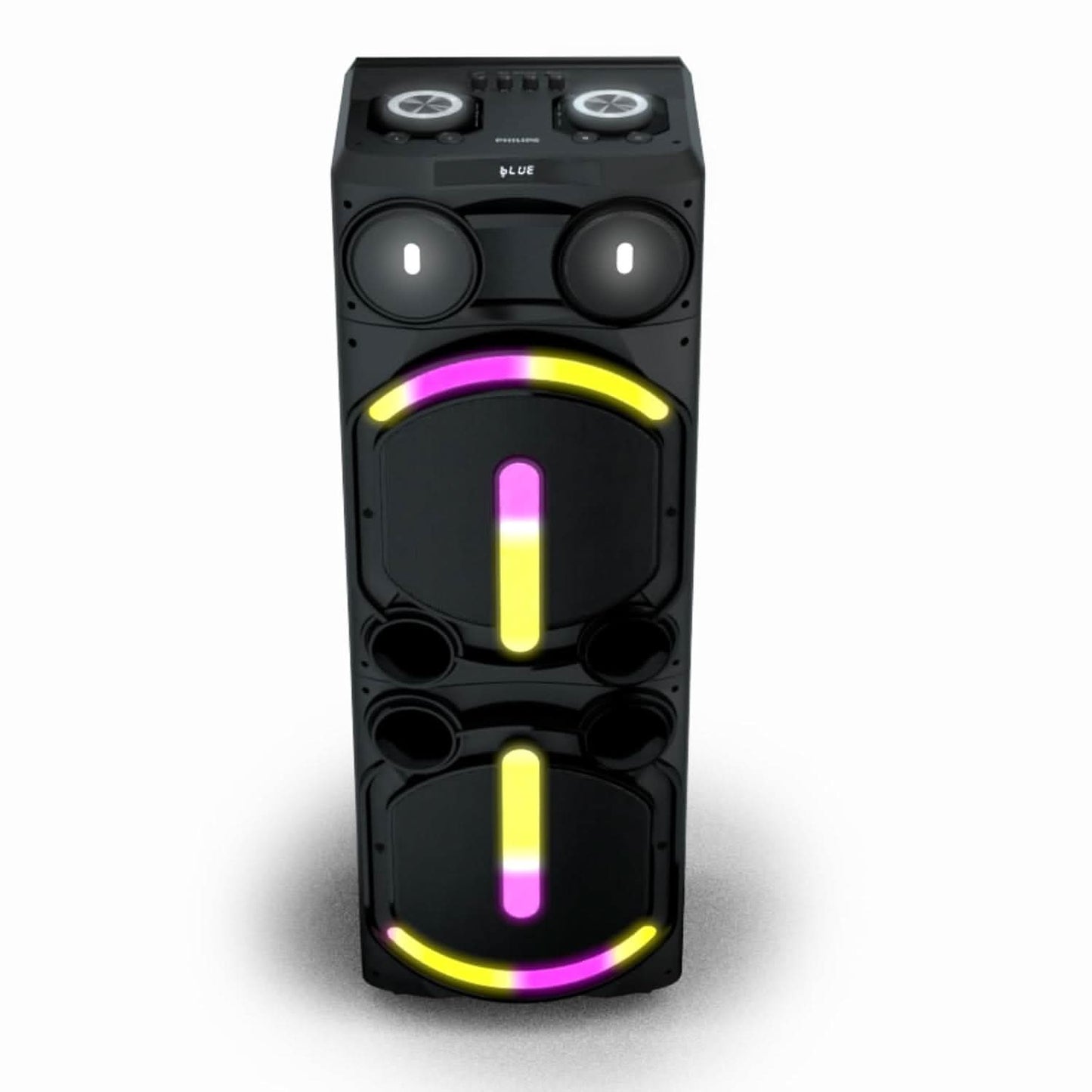 PHILIPS AUDIO NEWLY LAUNCHED TAX5708 BLUETOOTH PARTY SPEAKER, 400W MAX OUTPUT - DYNAMIC BASS BOOST & KARAOKE | GUITAR & MIC SUPPORT, MULTIPOINT CONNECTIVITY, PARTY LIGHTS & HANDLE WITH WHEELS (BLACK)