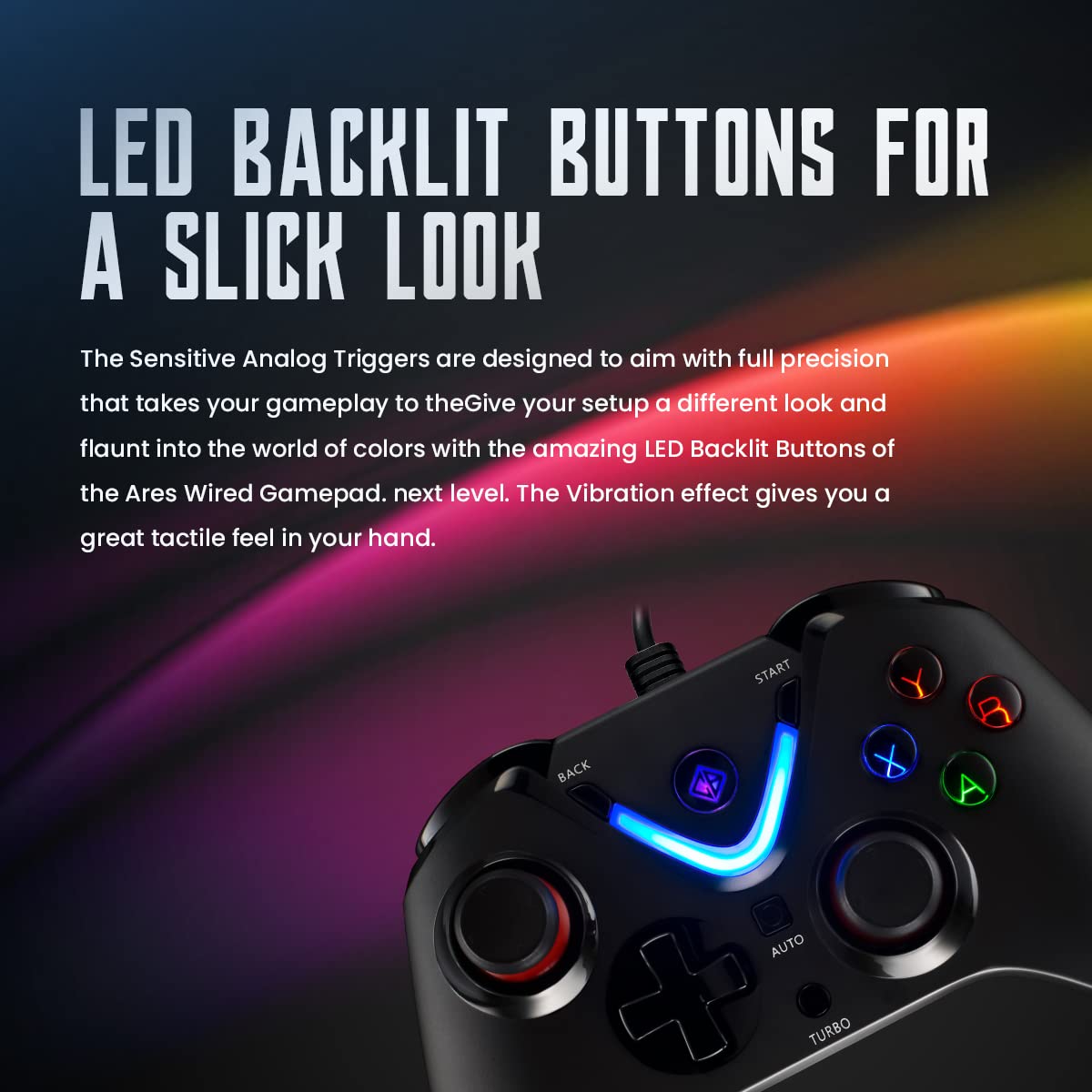 COSMIC BYTE ARES WIRED (BLACK) GAMEPAD