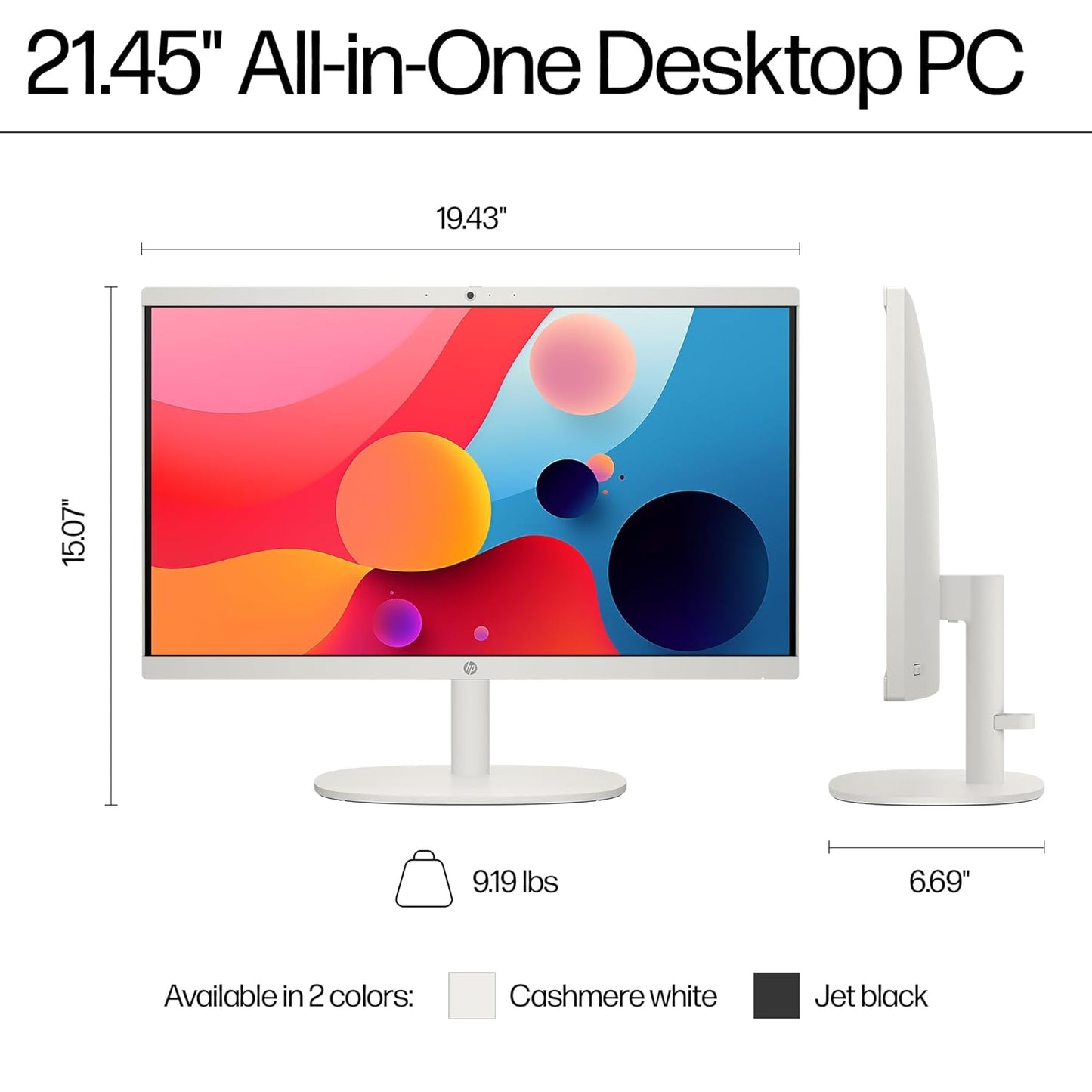 HP ALL-IN-ONE DESKTOP,INTEL CELERON -N100,21.45 INCH(54.5CM),FHD,ANTI-GLARE,8 GB DDR5, 512GB SSD,DUAL 2W SPEAKERS,WHITE WIRED KEYBOARD AND MOUSE COMBO,WHITE, WINDOWS 11, 4.17KG,22-DG0153IN