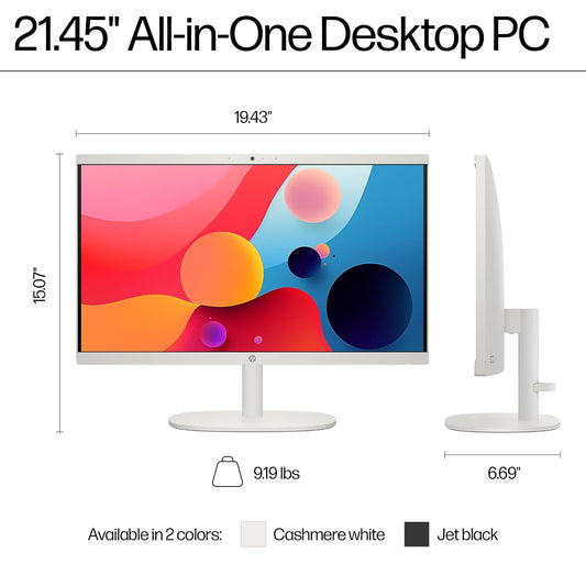 HP ALL-IN-ONE DESKTOP,INTEL CELERON -N100,21.45 INCH(54.5CM),FHD,ANTI-GLARE,8 GB DDR5, 512GB SSD,DUAL 2W SPEAKERS,WHITE WIRED KEYBOARD AND MOUSE COMBO,WHITE, WINDOWS 11, 4.17KG,22-DG0153IN