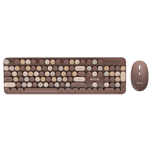 AULA AC306 WIRELESS KEYBOARD WITH RETRO KEYS ,MIX BROWN