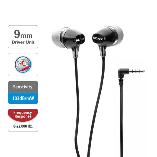 SONY MDR-EX14AP/BZ WIRED IN EAR HEADPHONE WITH MIC (BLACK)