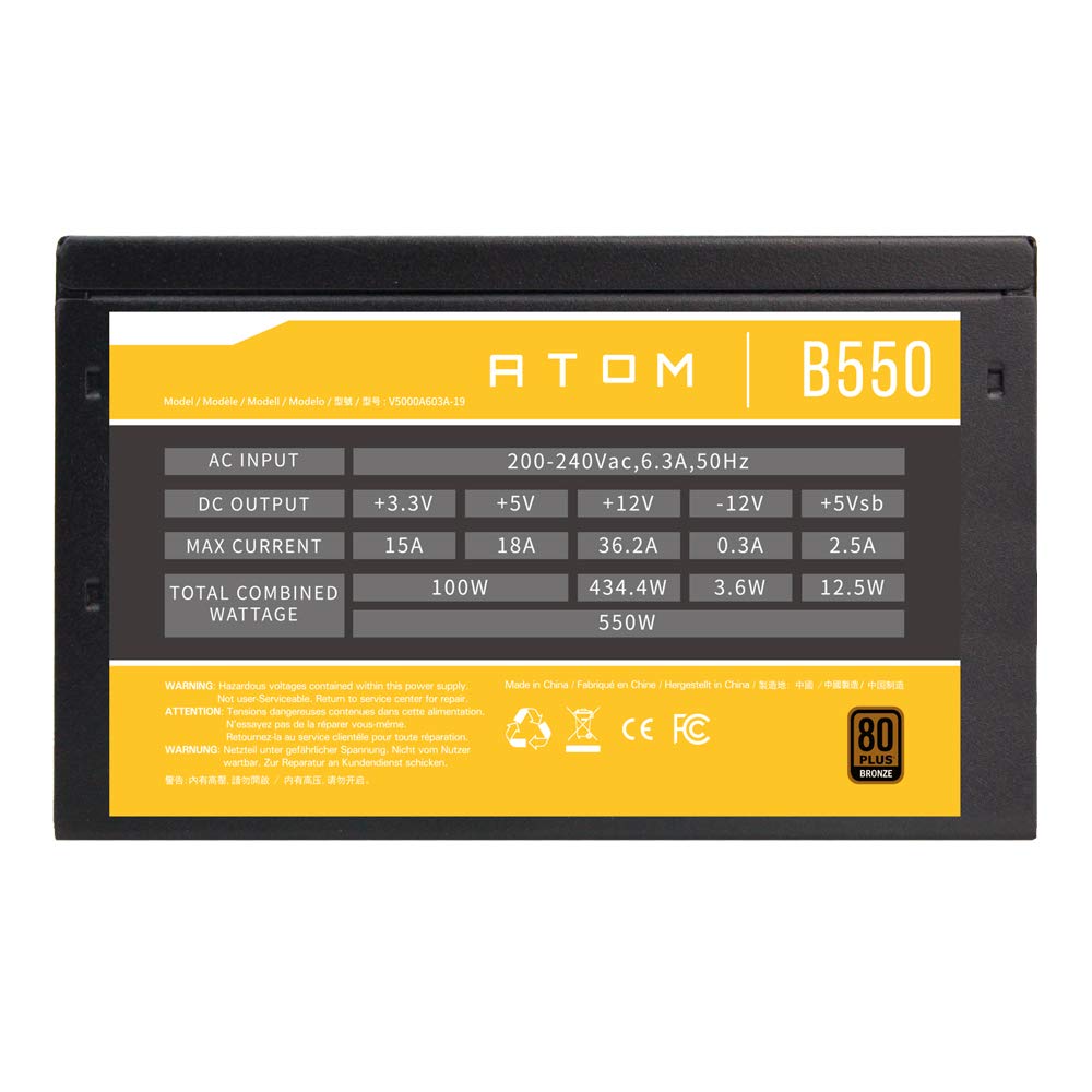 ANTEC ATOM 550W B550 80 PLUS BRONZE NON-MODULAR SMPS