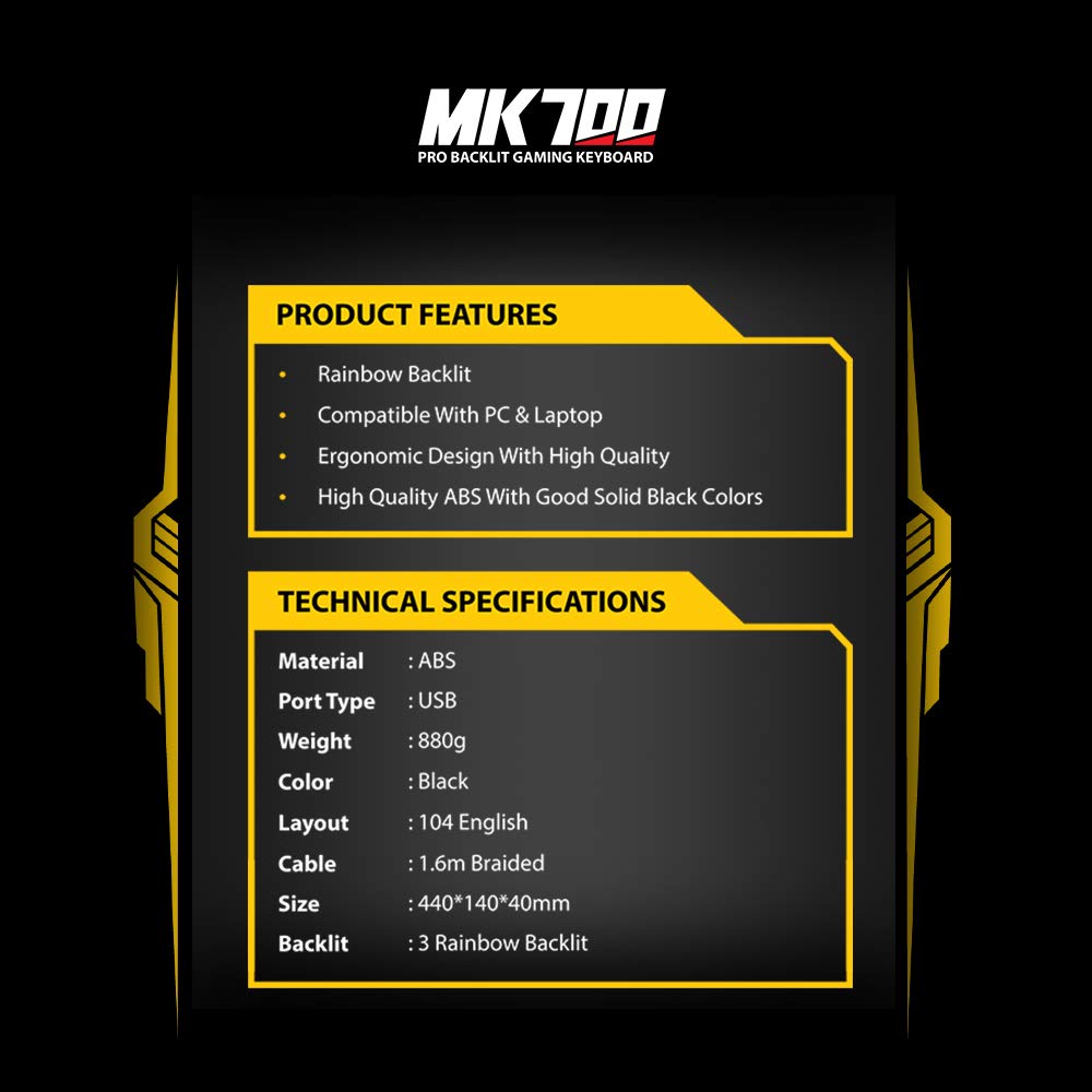 ANT ESPORTS MK700 PRO BACKLIT RAINBOW COLOR GAMING KEYBOARD