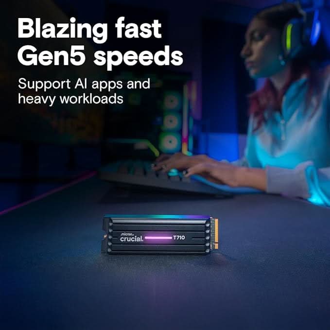 Crucial T710 2TB SSD NVMe M.2 PCIe 5.0 x4 Gen5 with Heatsink