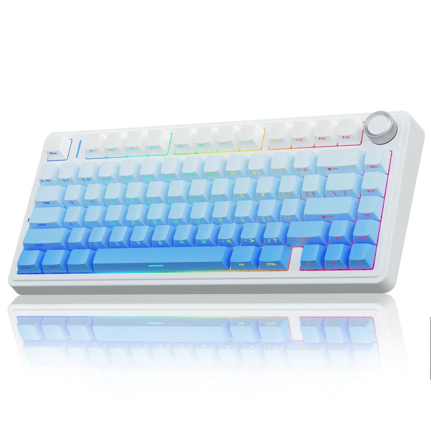 AULA F75 SIDE ENGRAVED MECHANICAL KEYBOARD WHITE + GRADIENT BLUE STAR VECTOR SWITCH