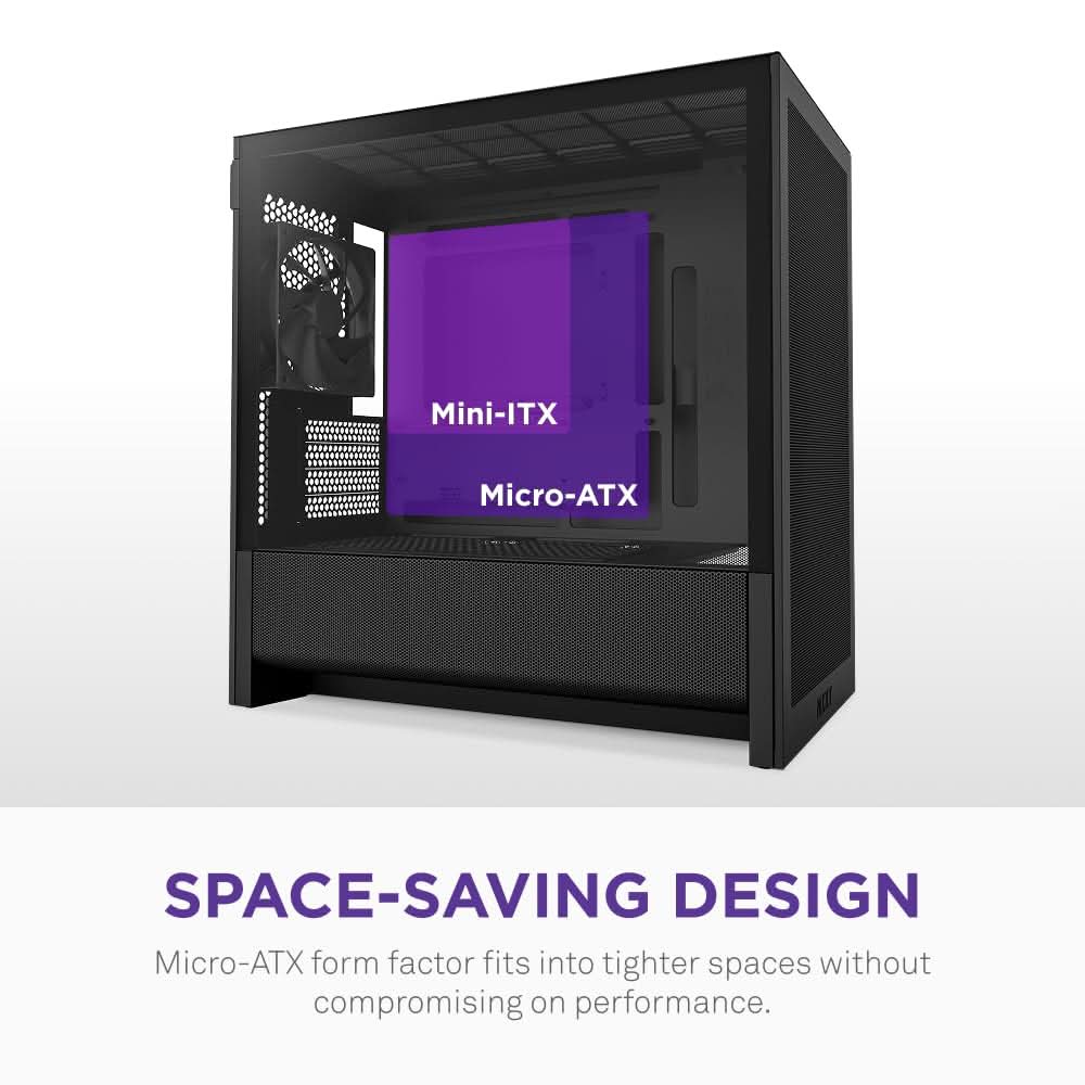 NZXT H3 FLOW (2025) MICRO-ATX MID-TOWER GAMING CABINET - BLACK (CC-H31FB-01)