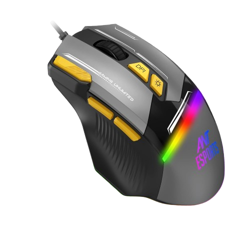 ANT ESPORTS GM333 WIRED OPTICAL ERGONOMIC DESIGN GAMING MOUSE BLACK/YELLOW/WHITE