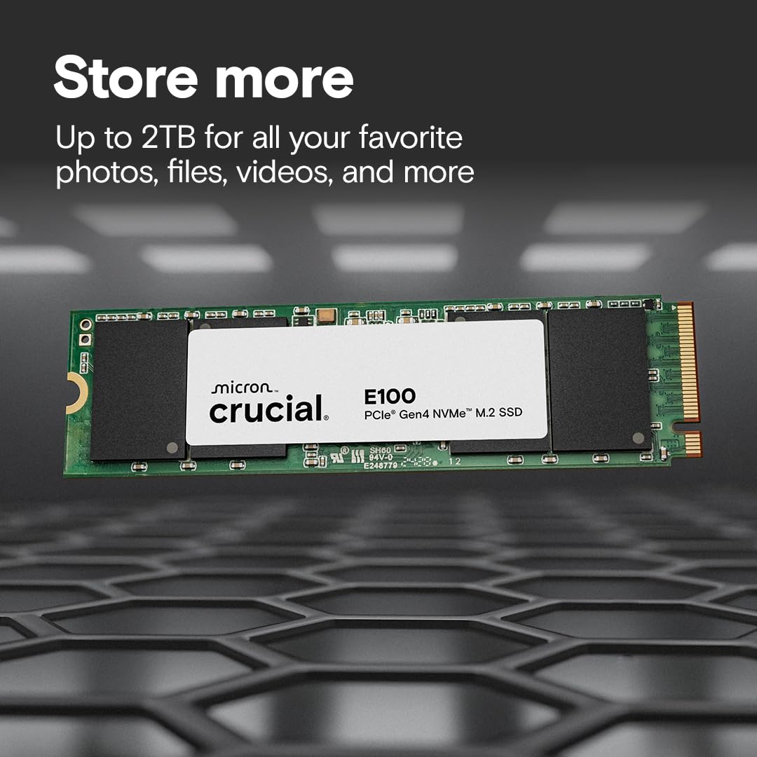 CRUCIAL E100 1TB PCIE GEN4 2280 NVME M.2 SSD CT1000E100SSD8