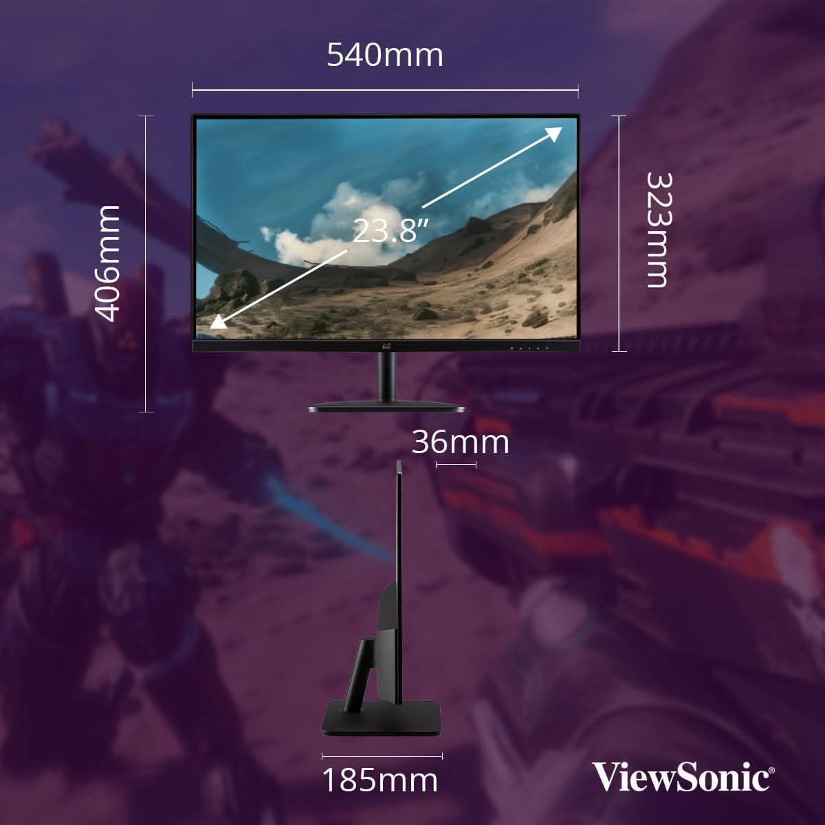 VIEWSONIC 60.96 CM (24") FHD IPS MONITOR FOR HOME AND OFFICE USE, 100 HZ, 1 MS RESPONSE TIME, AMD FREE SYNC, DUAL SPEAKER, WALL MOUNT, BEZEL LESS, EYE-CARE, SRGB104%, HDMI, VA2432-MH