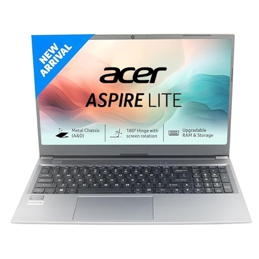 ACER ASPIRE LITE, 13TH GEN, INTEL CORE I3-1305U, 8GB RAM, 512GB SSD, FULL HD, 15.6"/39.62CM, WINDOWS 11 HOME, STEEL GRAY, 1.59KG, AL15-53, METAL BODY, 36 WHR, THIN AND LIGHT PREMIUM LAPTOP UN.34ESI.00D