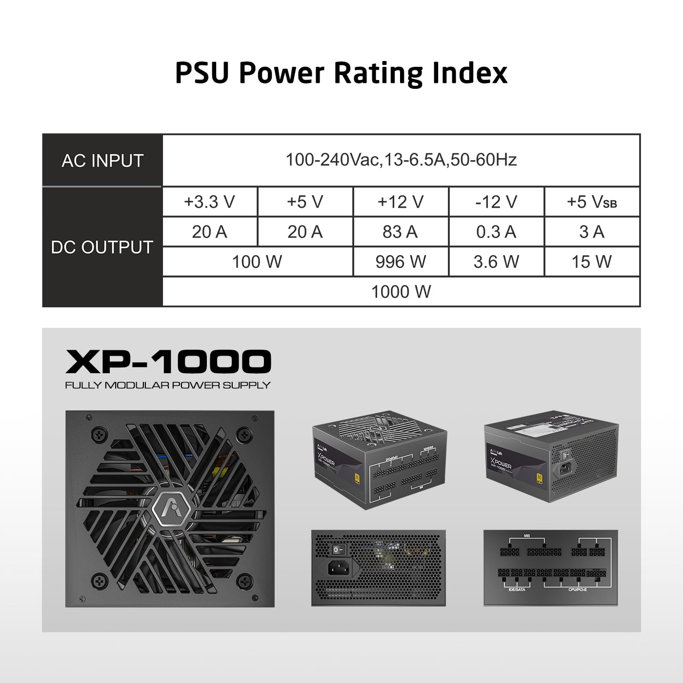 PROLAB DESIGN XPOWER XP-1000 POWER SUPPLY UNIT ATX 3.1