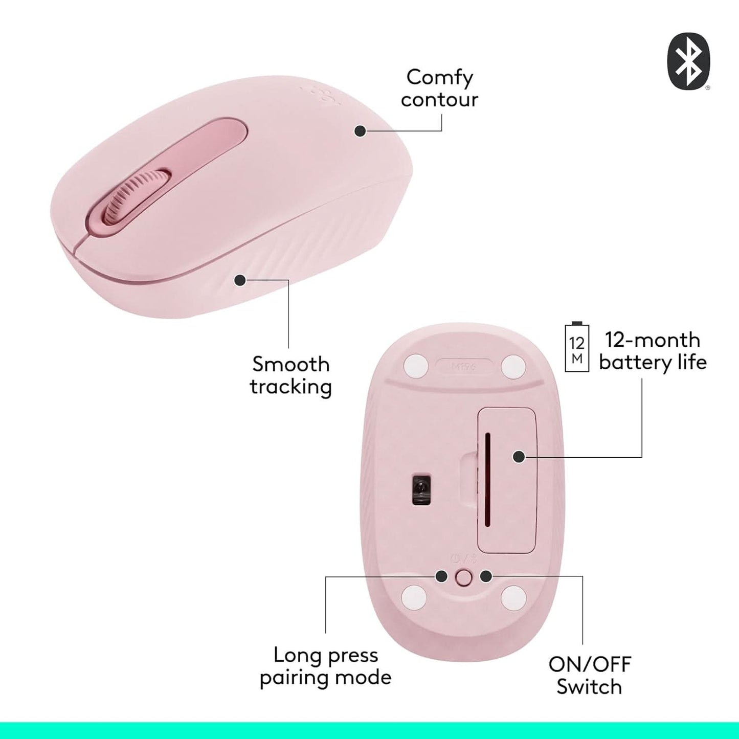 Logitech M196 Bluetooth Wireless Mouse Rose