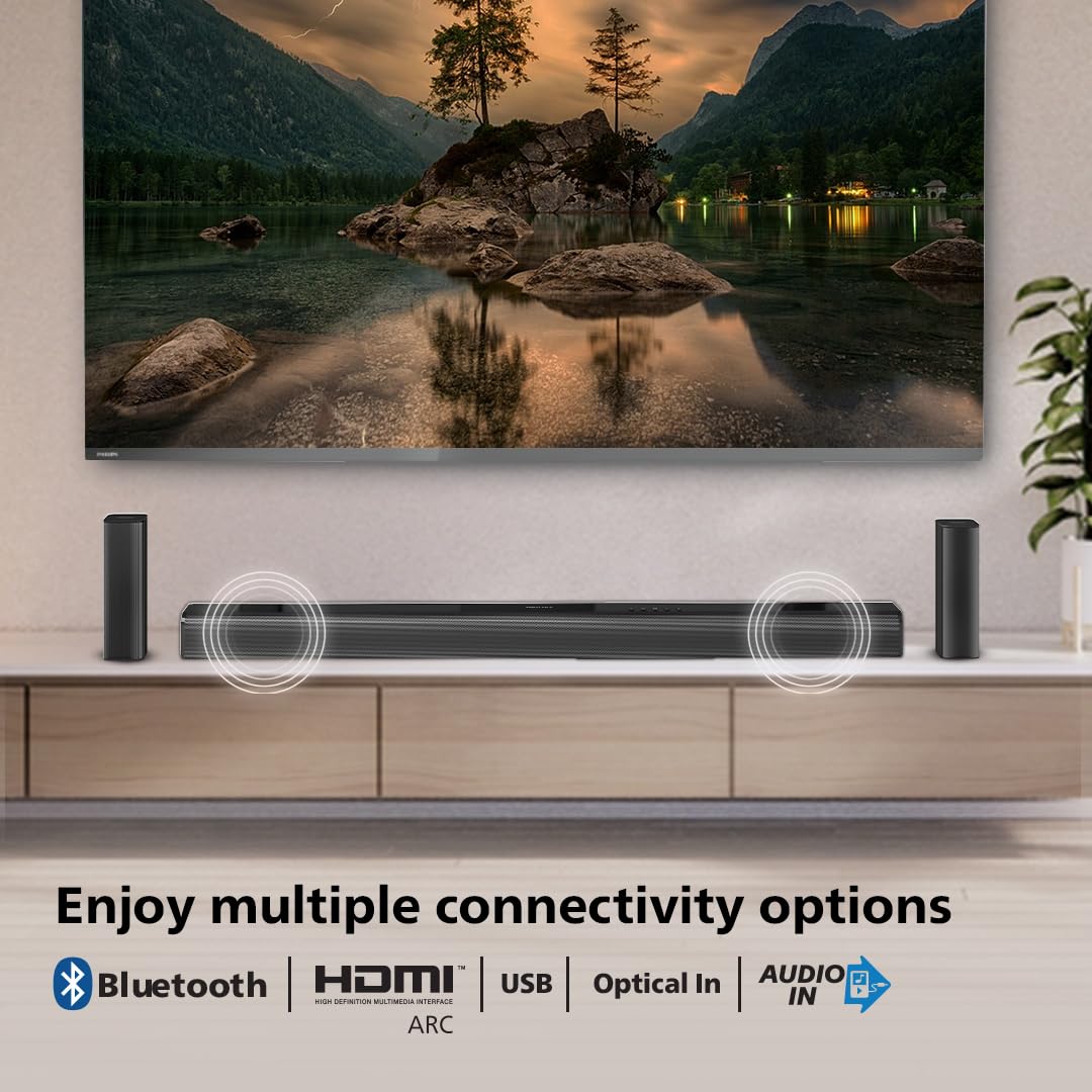 PHILIPS TAB4518 SOUNDBAR: 5.1 CH 240W WIRELESS SUBWOOFER & 2 REAR SATELLITE SPEAKERS, HDMI ARC, BLUETOOTH BASS BOOST, EASY SETUP
