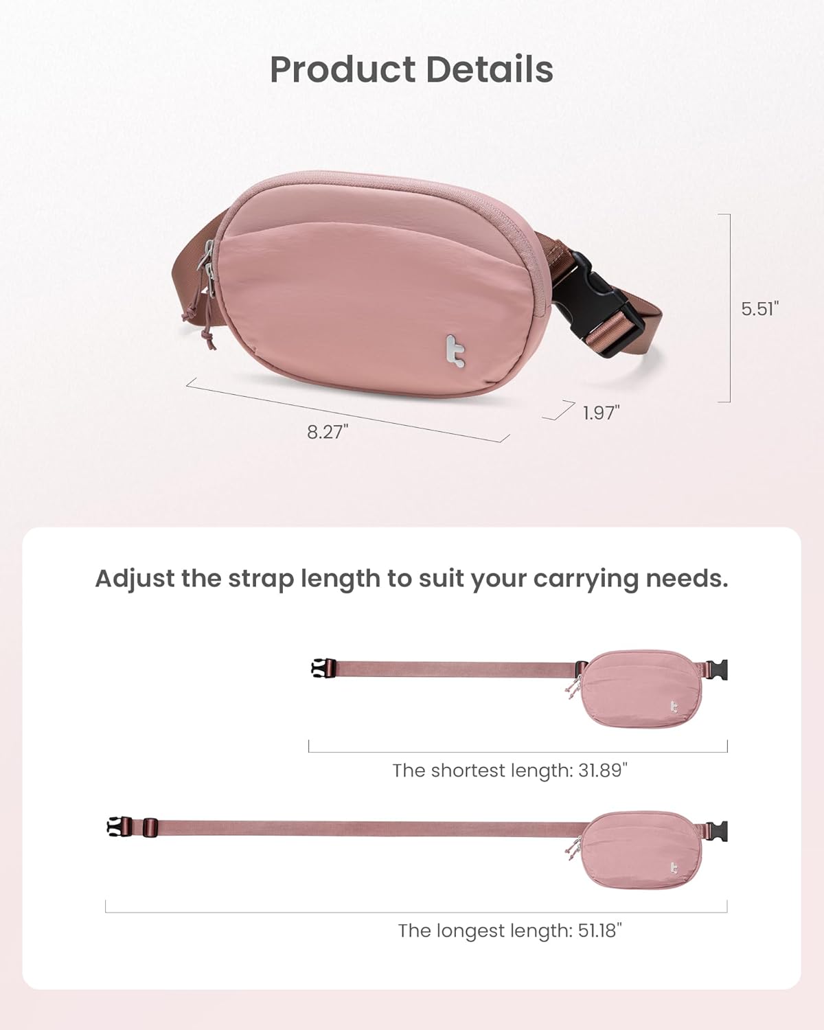 TOMTOC SLINGBEAN-T32 BELT BAG 1.5L-PINK