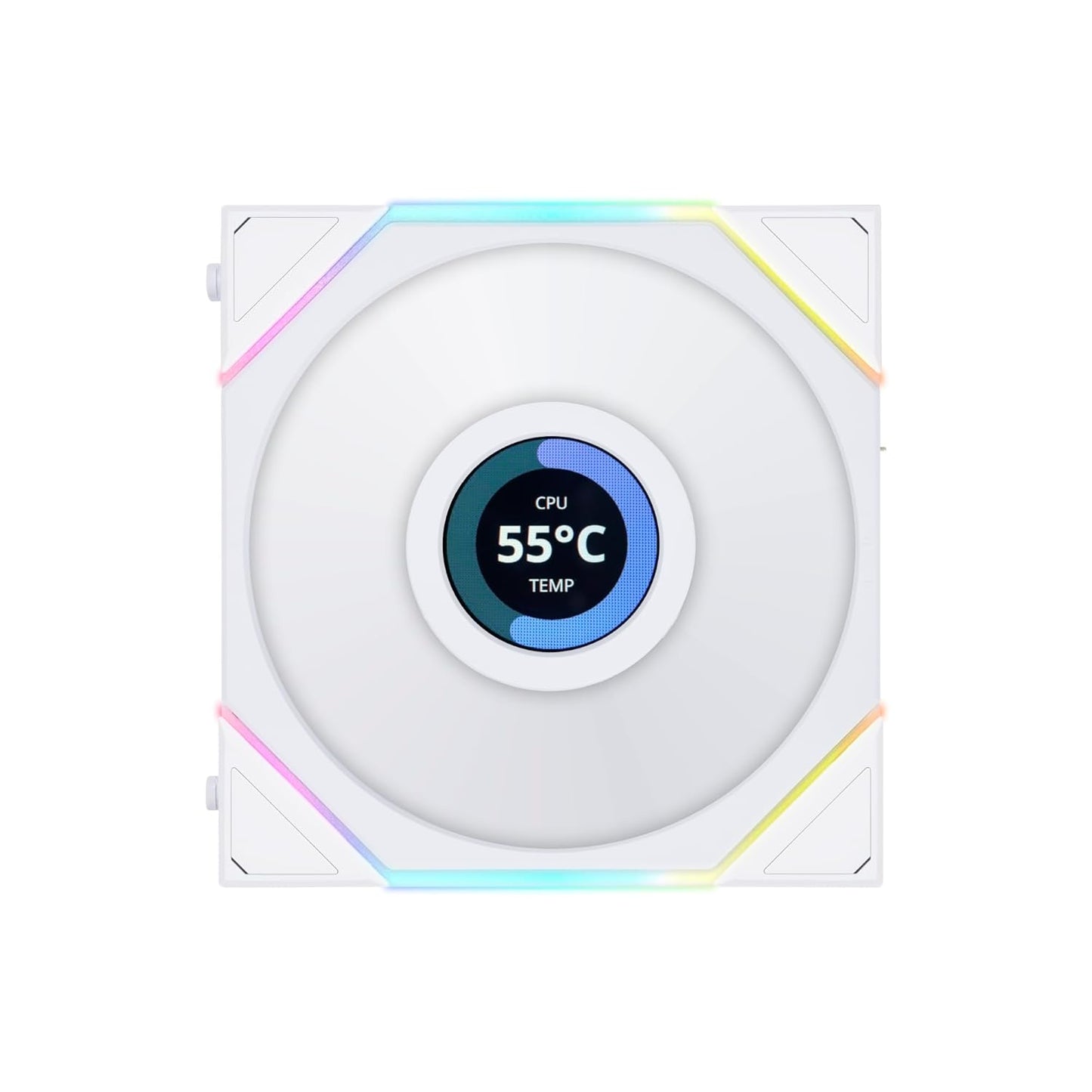 LIAN LI UNI FAN TL LCD ARGB WHITE 120MM CABINET FAN (TRIPLE PACK)