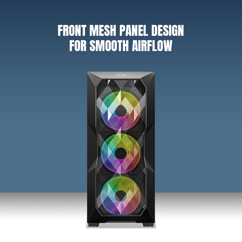 ANT ESPORTS ICE- 300 MESH MID-TOWER CABINET - BLACK