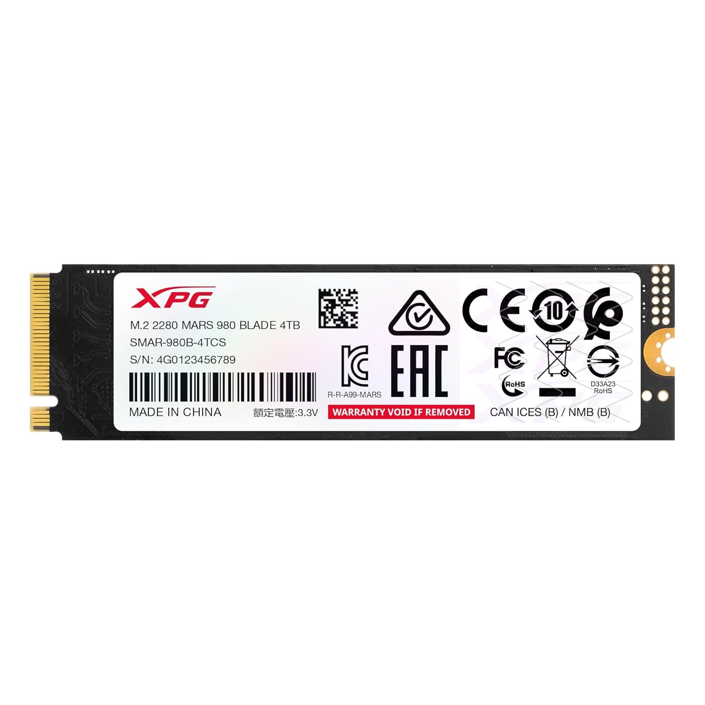 XPG MARS 980 BLADE 1TB PCIE GEN5 X4 UP TO 14000MB/S 3D NAND M.2 2280 SOLID STATE DRIVE (SMAR-980B-1TCS)