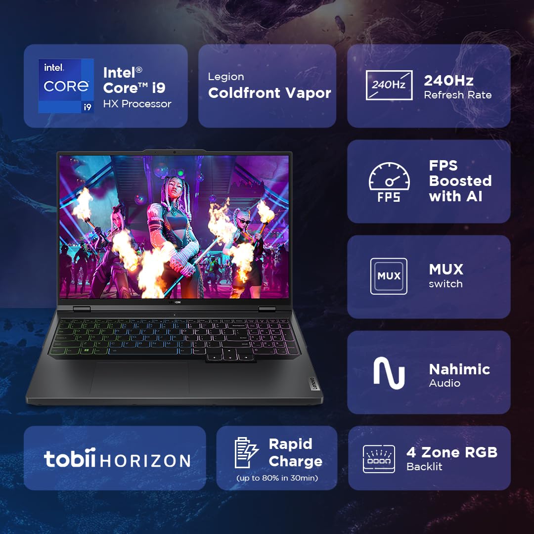 LENOVO LEGION PRO 5 INTEL CORE I9-14900HX 16 INCH (40.64CM) WQXGA IPS 500NITS 240HZ GAMING LAPTOP (32GB/1TB SSD/WIN 11/OFFICE 2021/NVIDIA RTX 4070 8GB/100% DCI-P3/3 MONTH GAME PASS/GREY/2.5KG), 83DF003PIN