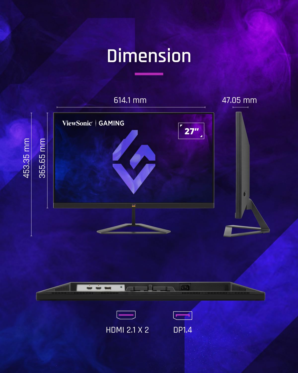 VIEWSONIC VX2758A-2K-PRO-3 (68.58 CM) 27INCH 240HZ IPS QHD 2K GAMING MONITOR| 1MS| HDR10| FREESYNC | 137% SRGB | TILT | EYE CARE | 2 X HDMI | DISPLAY PORT